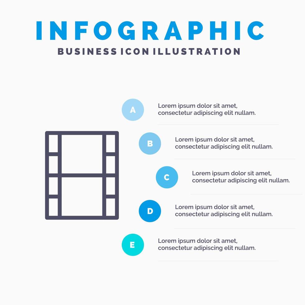 video film film lijn icoon met 5 stappen presentatie infographics achtergrond vector