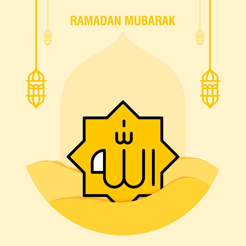 Ramadan kareem groet sjabloon Islamitisch halve maan en Arabisch lantaarn vector illustratie