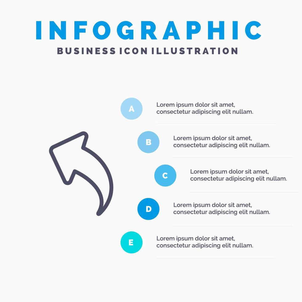 pijl links omhoog pijlen lijn icoon met 5 stappen presentatie infographics achtergrond vector