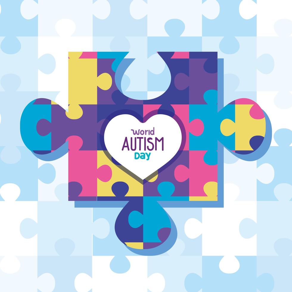 wereld autisme dag met puzzelstukjes vector