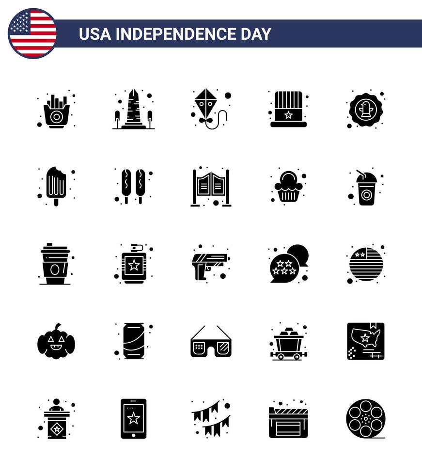 4e juli Verenigde Staten van Amerika gelukkig onafhankelijkheid dag icoon symbolen groep van 25 modern solide glyph van vogel Verenigde Staten van Amerika Washington hoed Amerikaans bewerkbare Verenigde Staten van Amerika dag vector ontwerp elementen