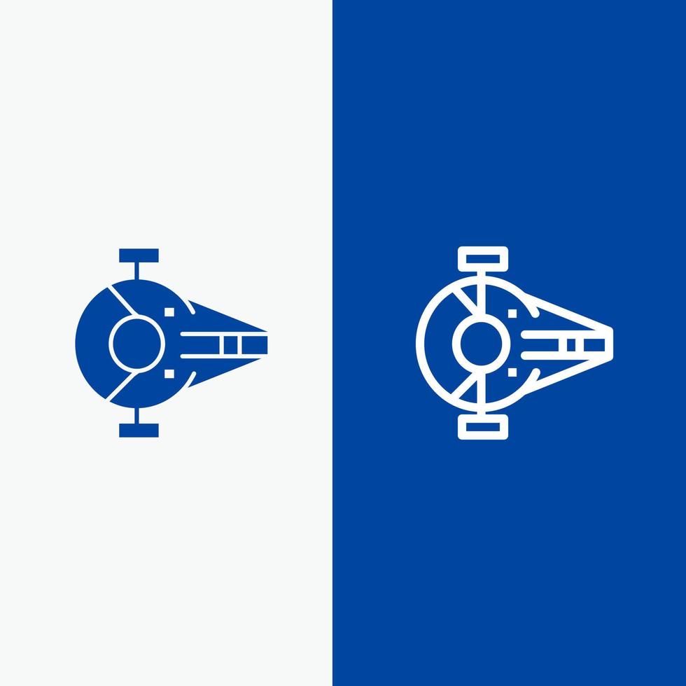 kruiser vechter onderschepper schip ruimtevaartuig lijn en glyph solide icoon blauw banier lijn en glyph solide icoon blauw banier vector