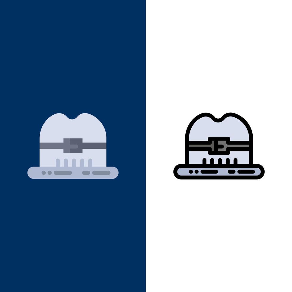 pet hoed Canada pictogrammen vlak en lijn gevulde icoon reeks vector blauw achtergrond