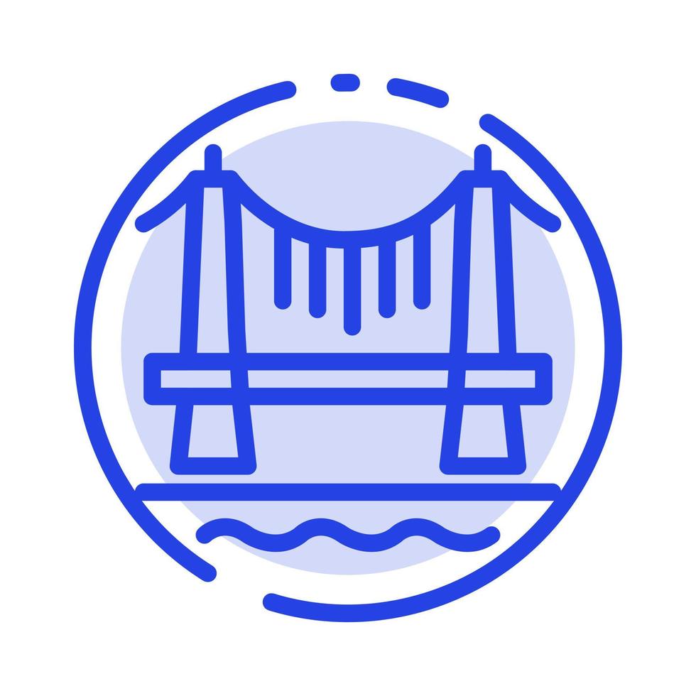 brug gebouw stad stadsgezicht blauw stippel lijn lijn icoon vector