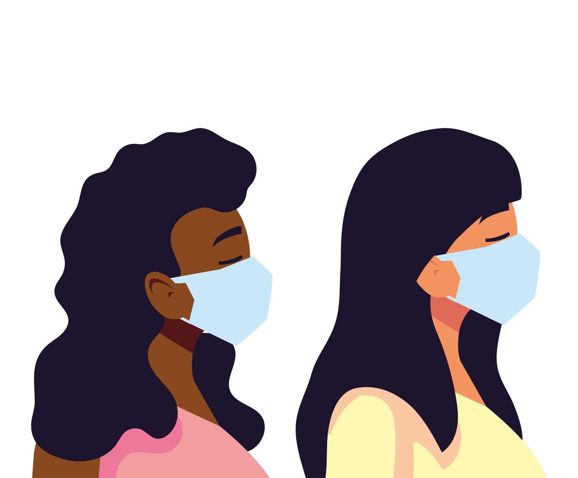 vrouwen met maskers vector ontwerp