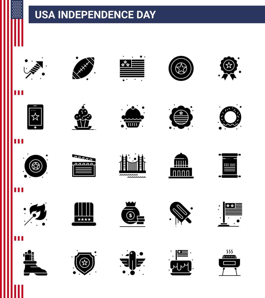 bewerkbare vector solide glyph pak van Verenigde Staten van Amerika dag 25 gemakkelijk solide glyph van cel mobiel land medaille onafhankelijkheid bewerkbare Verenigde Staten van Amerika dag vector ontwerp elementen