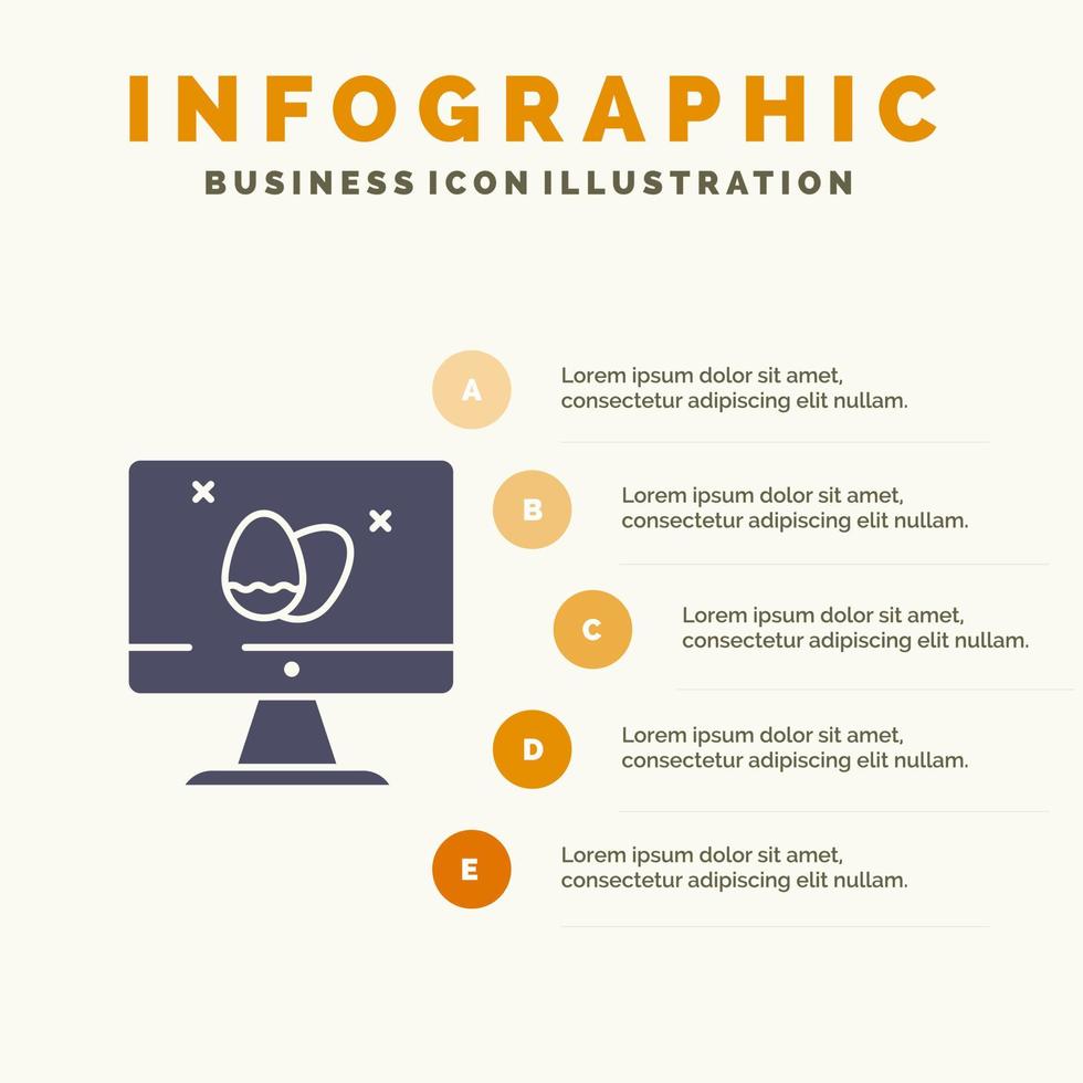 toezicht houden op scherm ei Pasen solide icoon infographics 5 stappen presentatie achtergrond vector