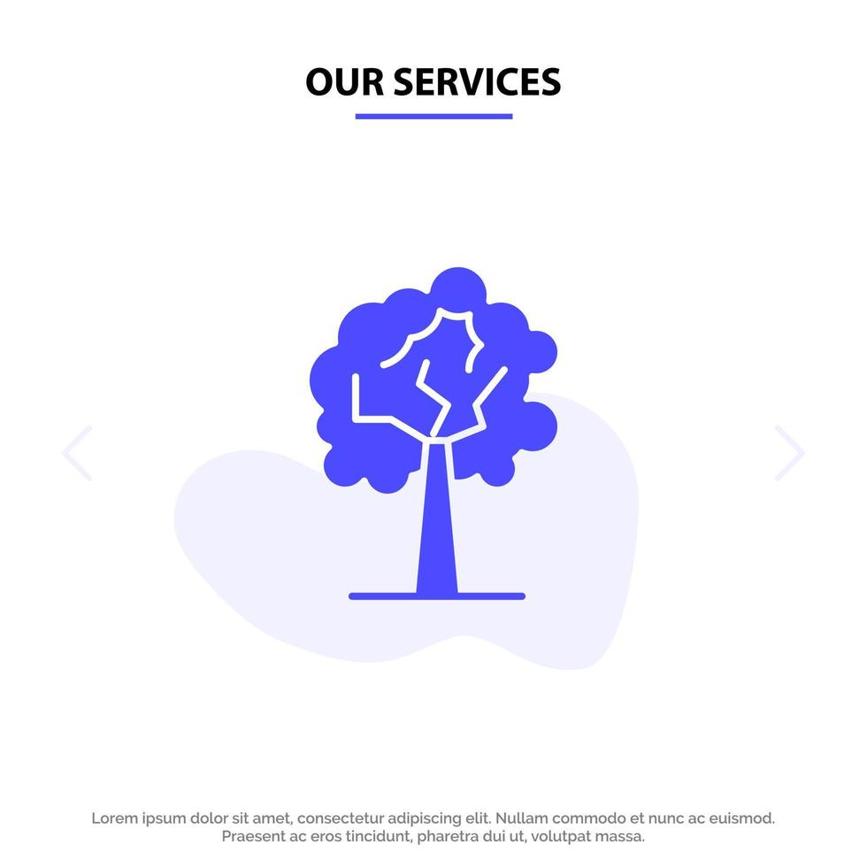 onze Diensten boom fabriek groei solide glyph icoon web kaart sjabloon vector