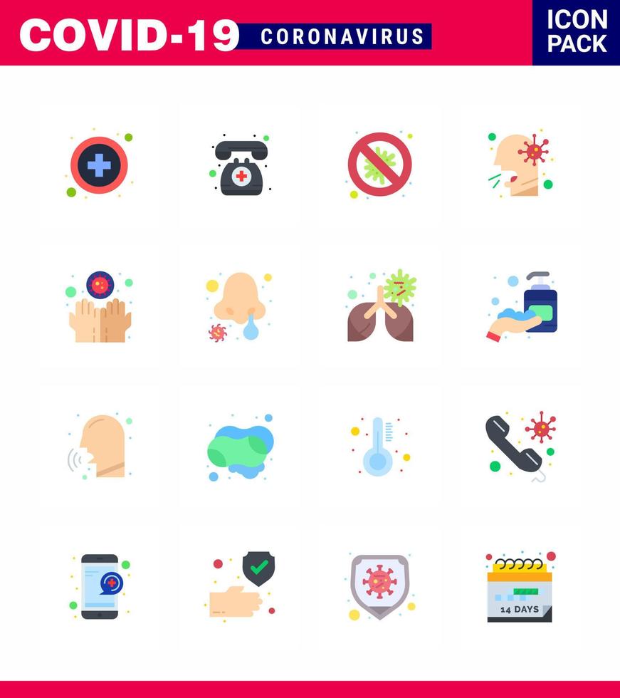 16 vlak kleur corona virus pandemisch vector illustraties vuil mensen bescherming Mens hoesten virale coronavirus 2019november ziekte vector ontwerp elementen