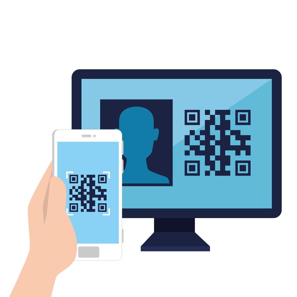 qr-code in computer en smartphone vectorontwerp vector