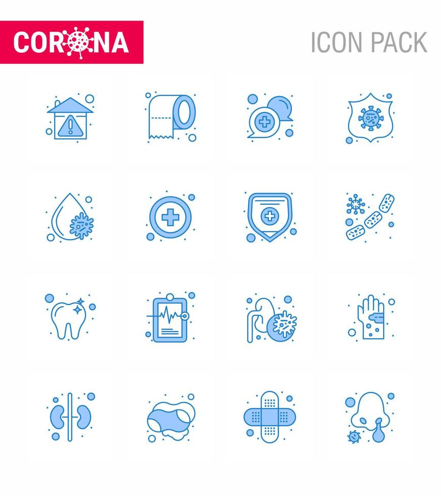coronavirus bewustzijn icoon 16 blauw pictogrammen icoon inbegrepen virus waarborg veiligheid bescherming online virale coronavirus 2019november ziekte vector ontwerp elementen