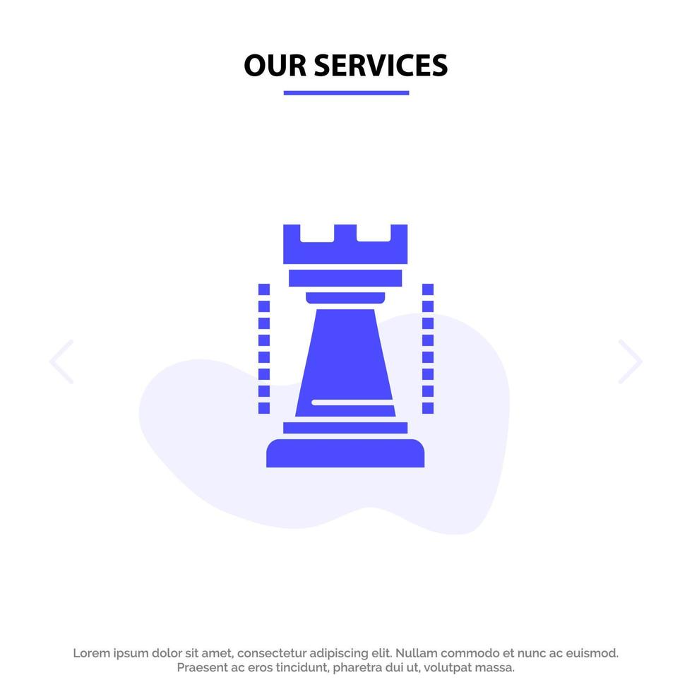 onze Diensten vermaak spellen koning sport- solide glyph icoon web kaart sjabloon vector