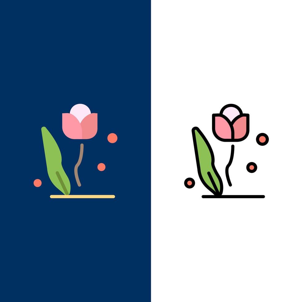 flora bloemen bloem natuur roos pictogrammen vlak en lijn gevulde icoon reeks vector blauw achtergrond