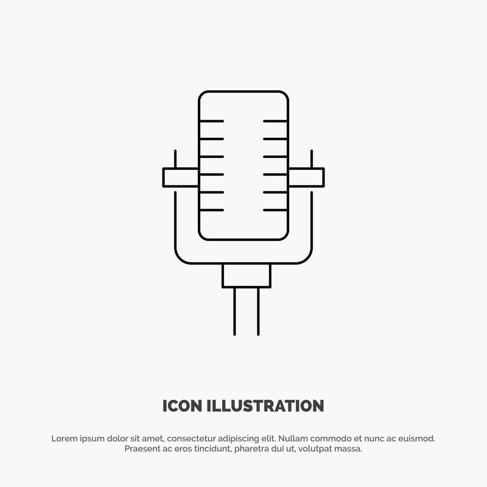 microfoon multimedia Vermelding lied vector lijn icoon