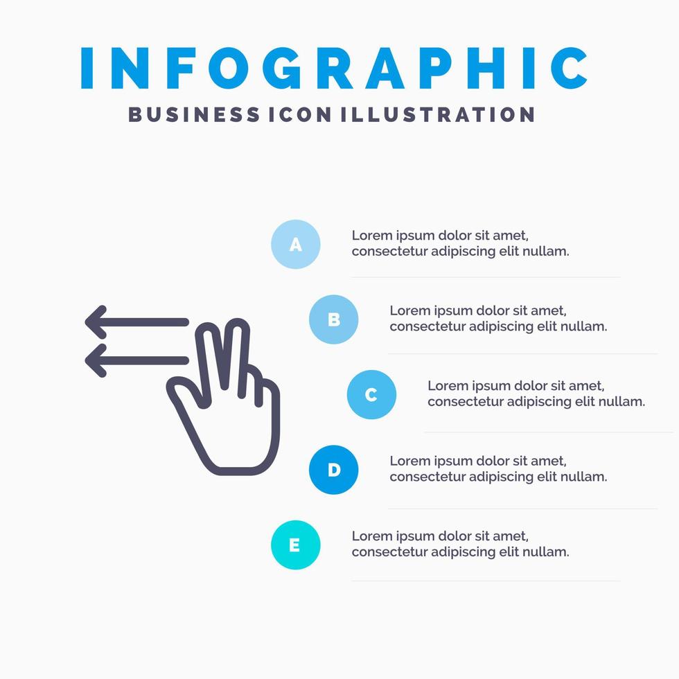 vingers gebaar links lijn icoon met 5 stappen presentatie infographics achtergrond vector