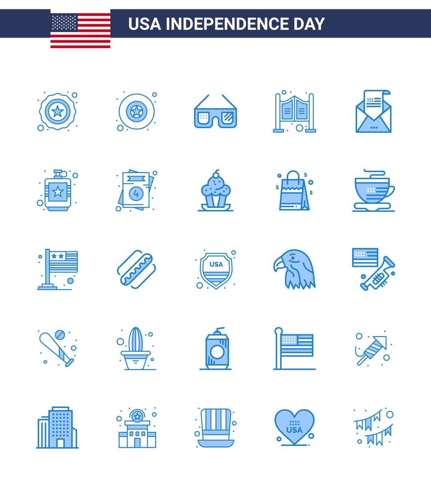 reeks van 25 Verenigde Staten van Amerika dag pictogrammen Amerikaans symbolen onafhankelijkheid dag tekens voor uitnodiging envelop amerikaans e-mail salon bewerkbare Verenigde Staten van Amerika dag vector ontwerp elementen