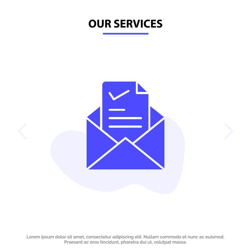 onze Diensten mail e-mail baan Kruis aan mooi zo solide glyph icoon web kaart sjabloon vector