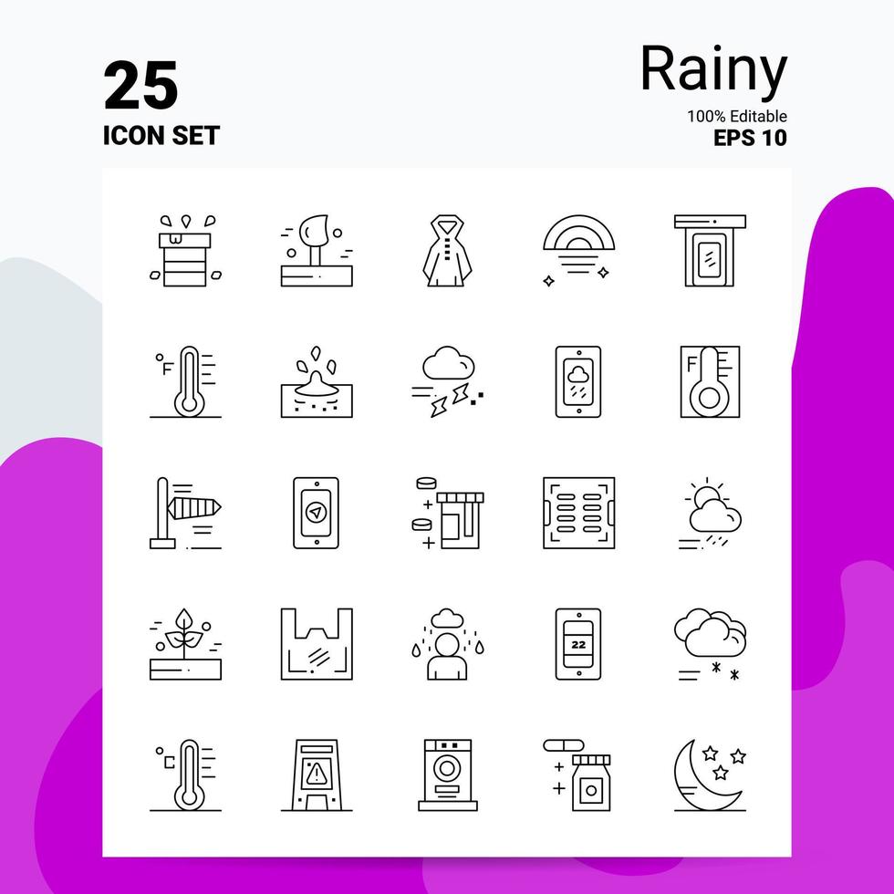 25 regenachtig icoon reeks 100 bewerkbare eps 10 bestanden bedrijf logo concept ideeën lijn icoon ontwerp vector