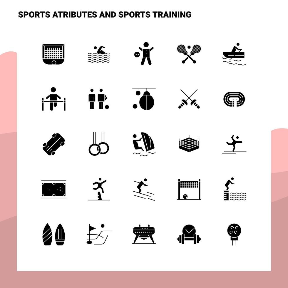 25 sport- attributen en sport- opleiding icoon reeks solide glyph icoon vector illustratie sjabloon voor web en mobiel ideeën voor bedrijf bedrijf