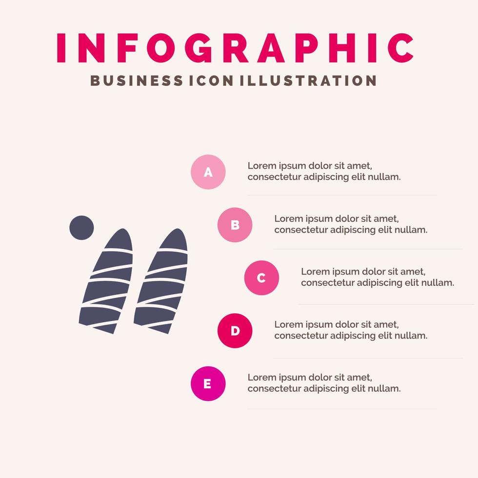 surfen surfing water sport- solide icoon infographics 5 stappen presentatie achtergrond vector