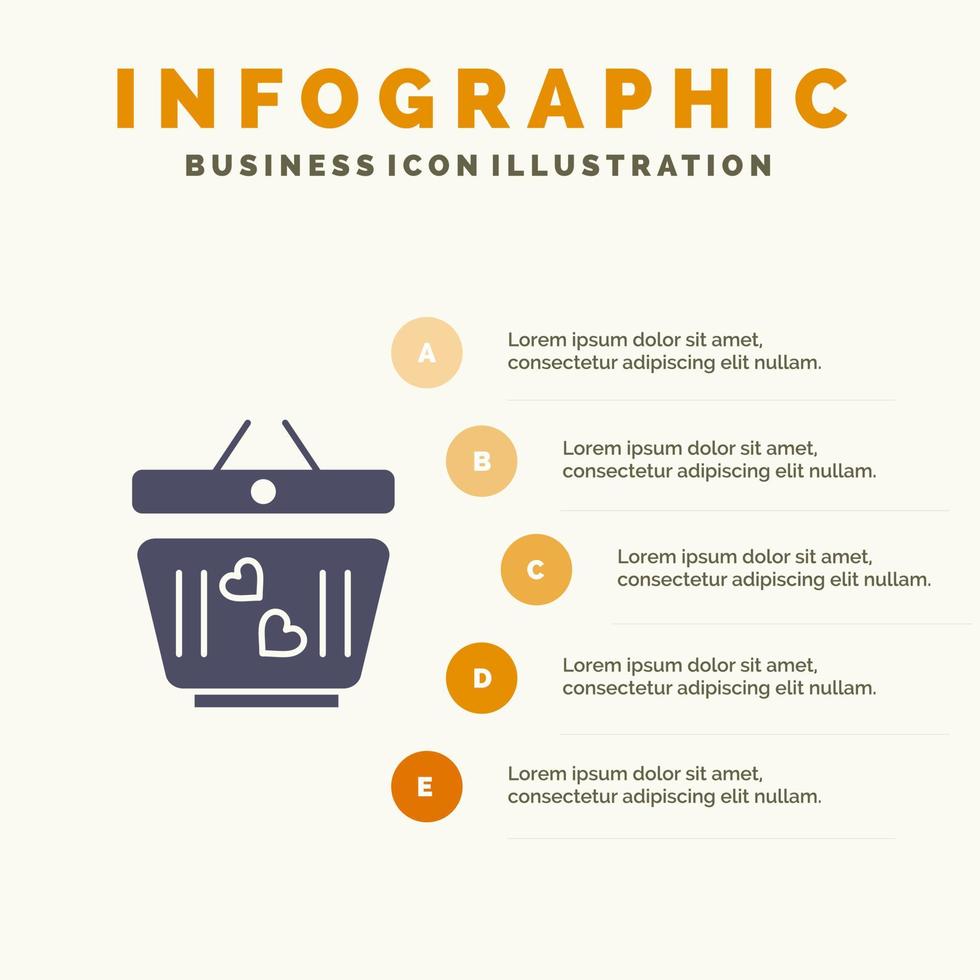 kar liefde hart bruiloft solide icoon infographics 5 stappen presentatie achtergrond vector