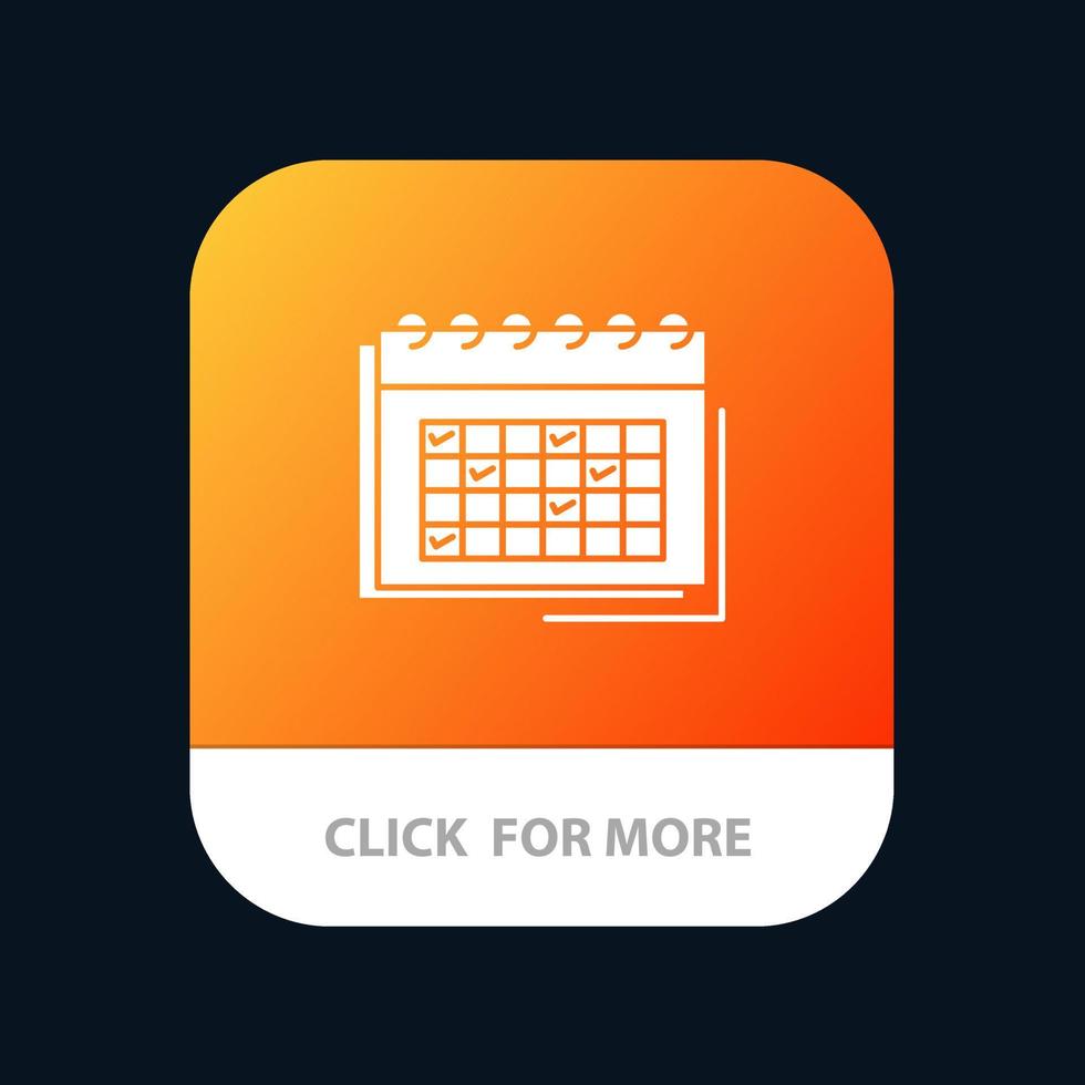 kalender bedrijf datum evenement planning schema rooster mobiel app knop android en iOS glyph versie vector