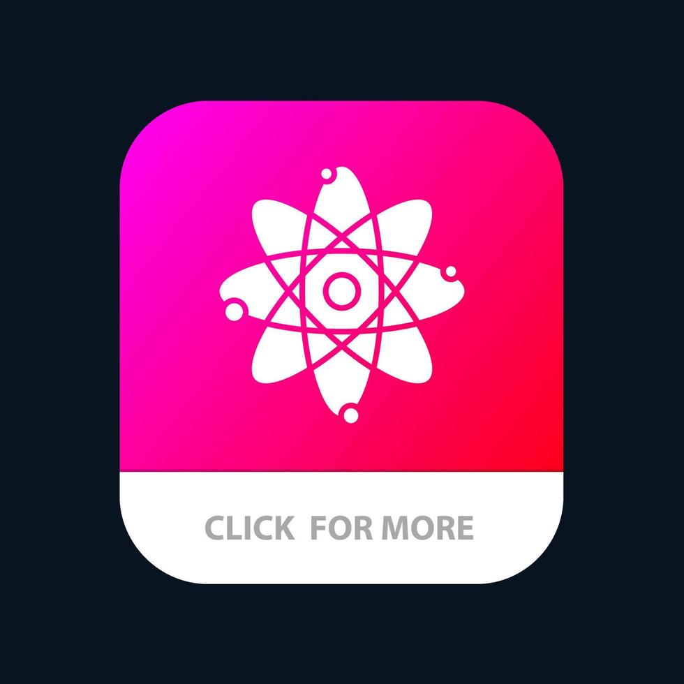 atoom onderwijs nucleair mobiel app knop android en iOS glyph versie vector
