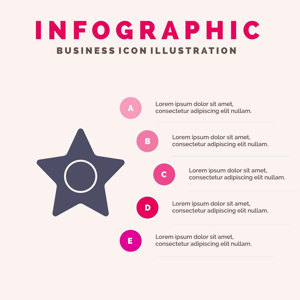 ster media studio solide icoon infographics 5 stappen presentatie achtergrond vector