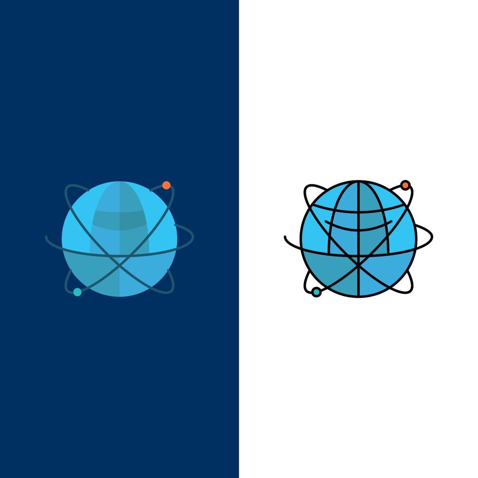 wereldbol bedrijf gegevens globaal internet middelen wereld pictogrammen vlak en lijn gevulde icoon reeks vector blauw achtergrond