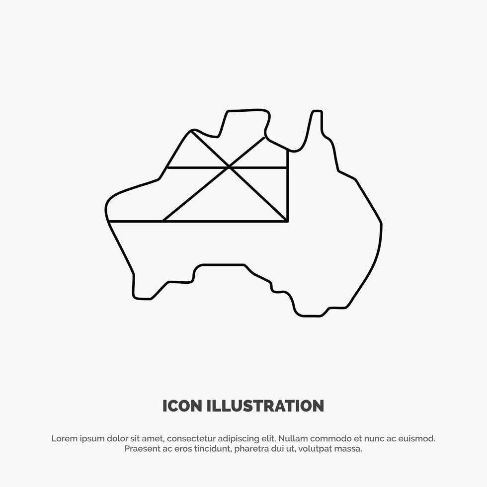 Australië kaart land vlag lijn icoon vector