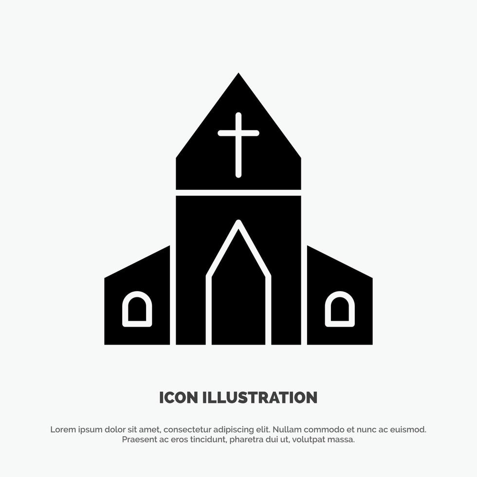 kerk huis Pasen kruis solide glyph icoon vector