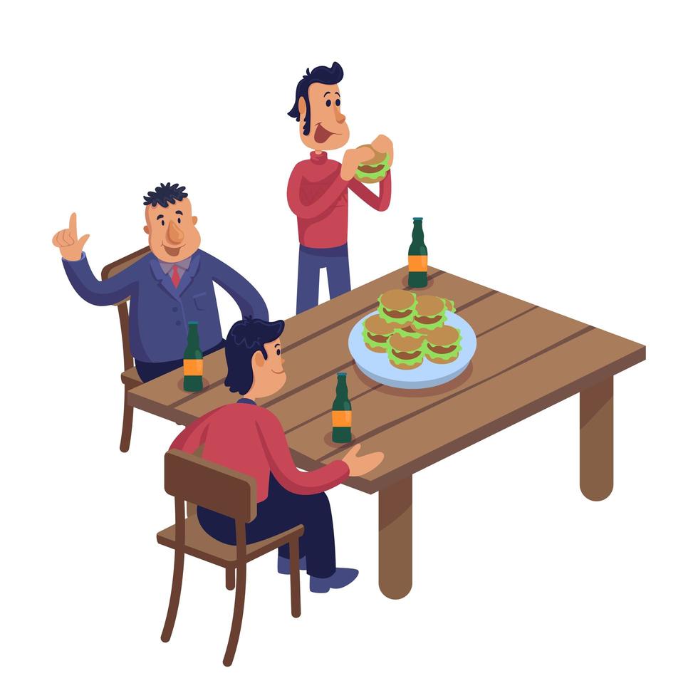 mannelijke vrienden bij pub platte cartoon vectorillustratie vector