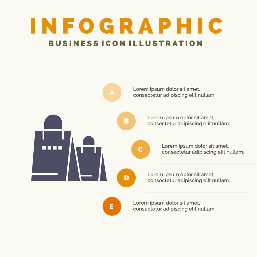 zak handtas boodschappen doen winkel infographics presentatie sjabloon 5 stappen presentatie vector