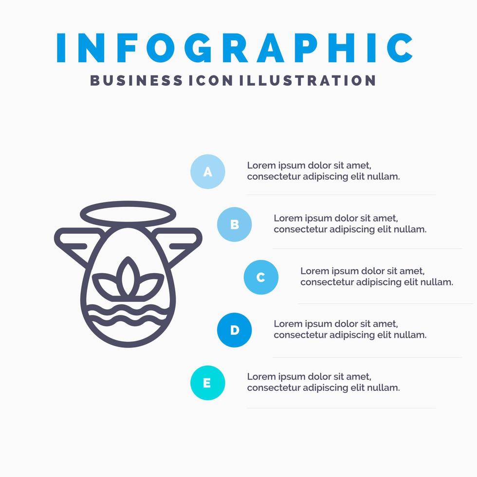 hoek viering Pasen gradenboog lijn icoon met 5 stappen presentatie infographics achtergrond vector