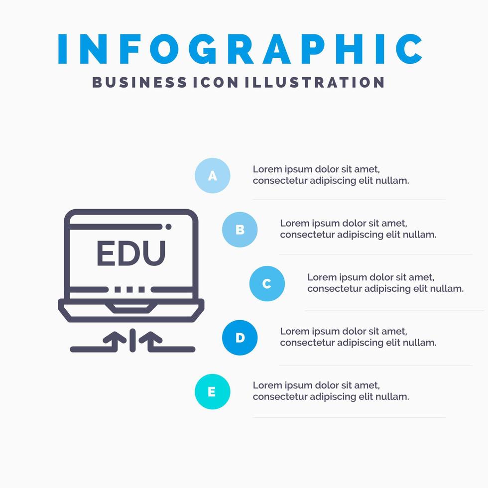 laptop hardware pijl onderwijs blauw infographics sjabloon 5 stappen vector lijn icoon sjabloon