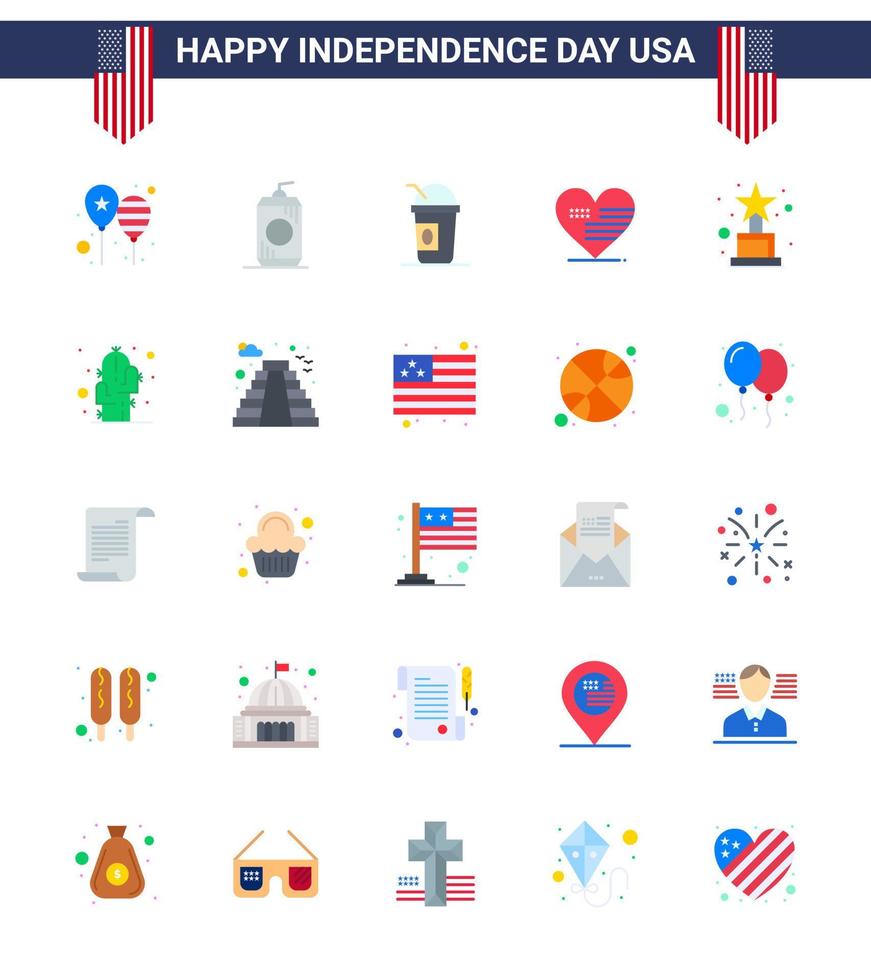 vlak pak van 25 Verenigde Staten van Amerika onafhankelijkheid dag symbolen van prestatie Amerikaans Verenigde Staten van Amerika liefde staten bewerkbare Verenigde Staten van Amerika dag vector ontwerp elementen