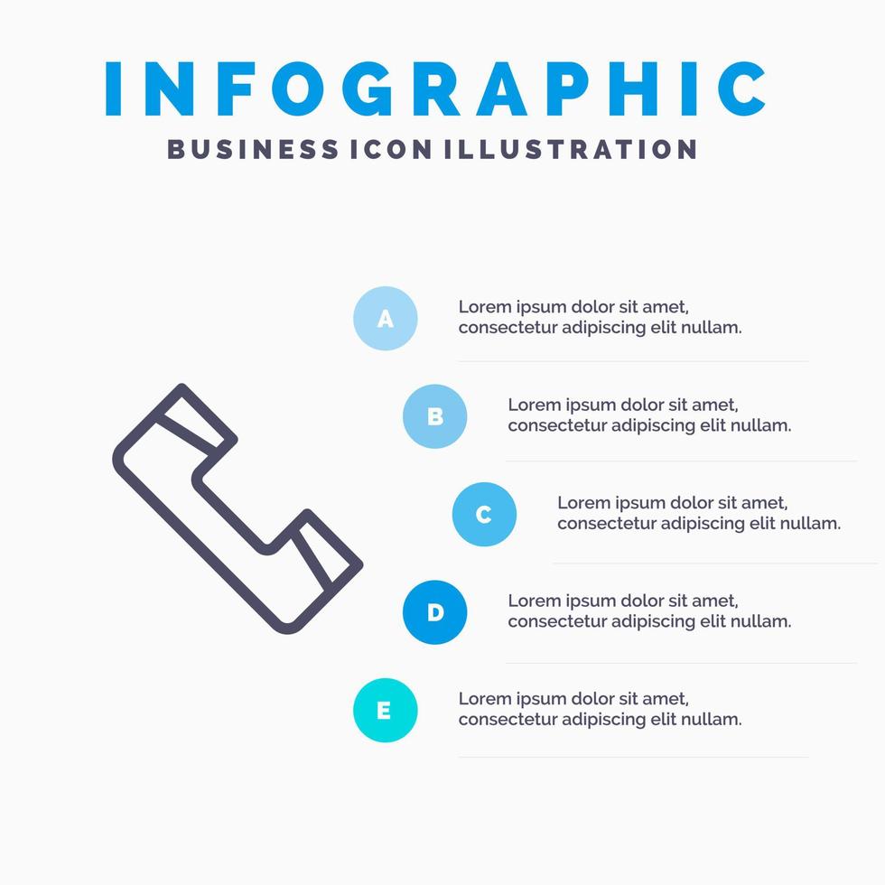 telefoontje contact telefoon telefoon lijn icoon met 5 stappen presentatie infographics achtergrond vector