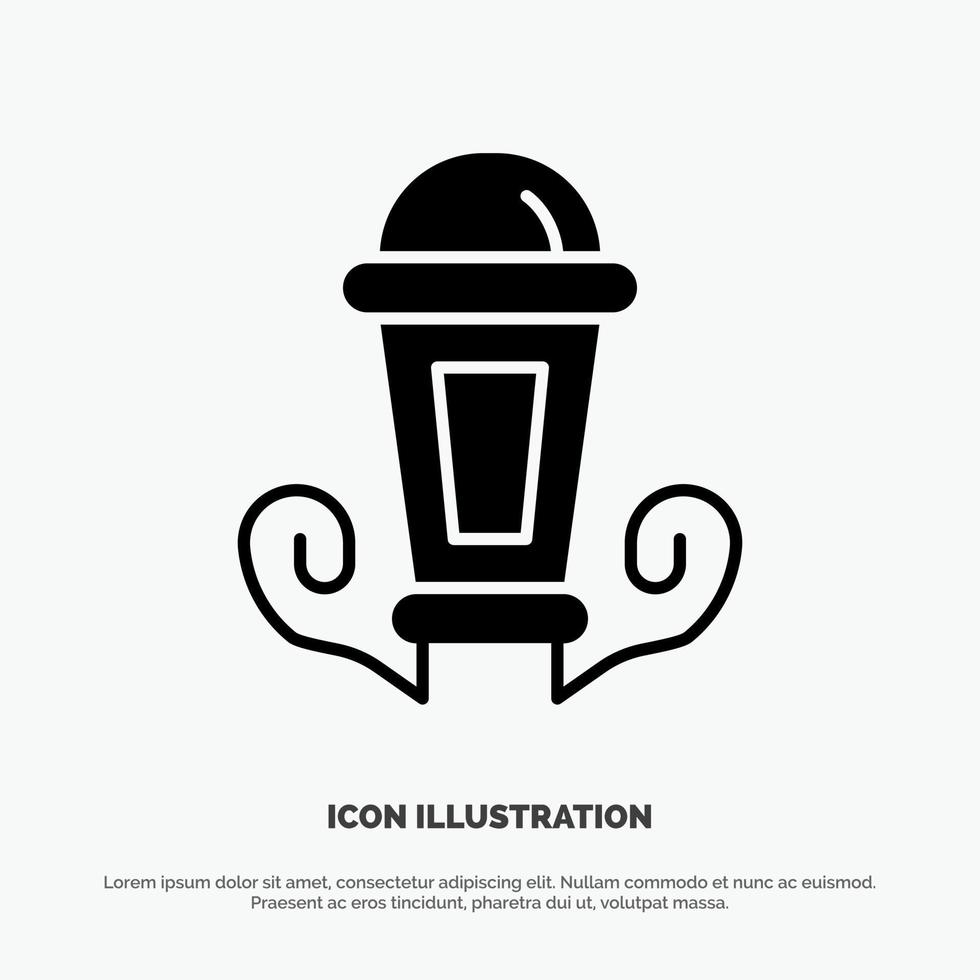 licht nacht lamp lantaarn solide glyph icoon vector