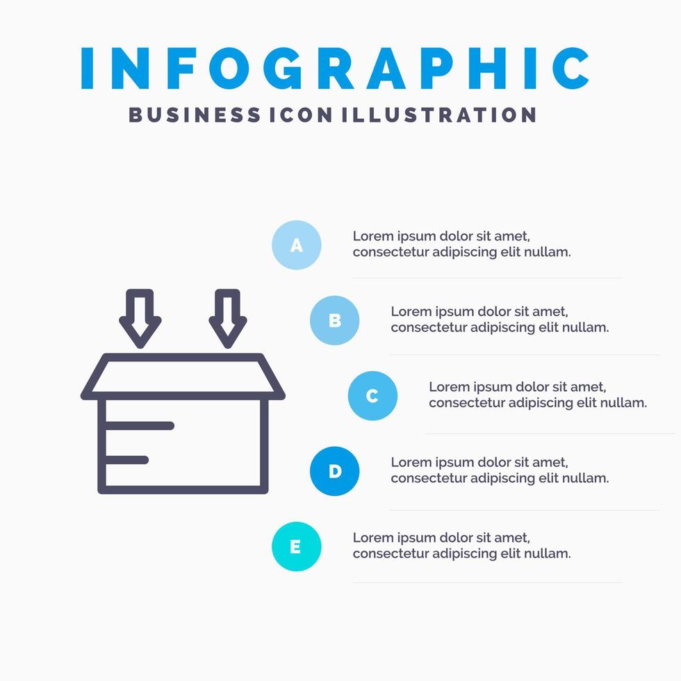 doos logistiek Open lijn icoon met 5 stappen presentatie infographics achtergrond vector