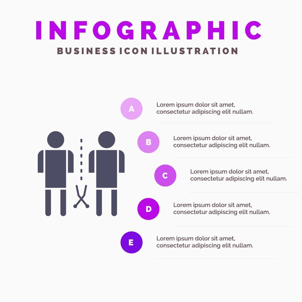 familie kennis geest mensen gedeeld solide icoon infographics 5 stappen presentatie achtergrond vector