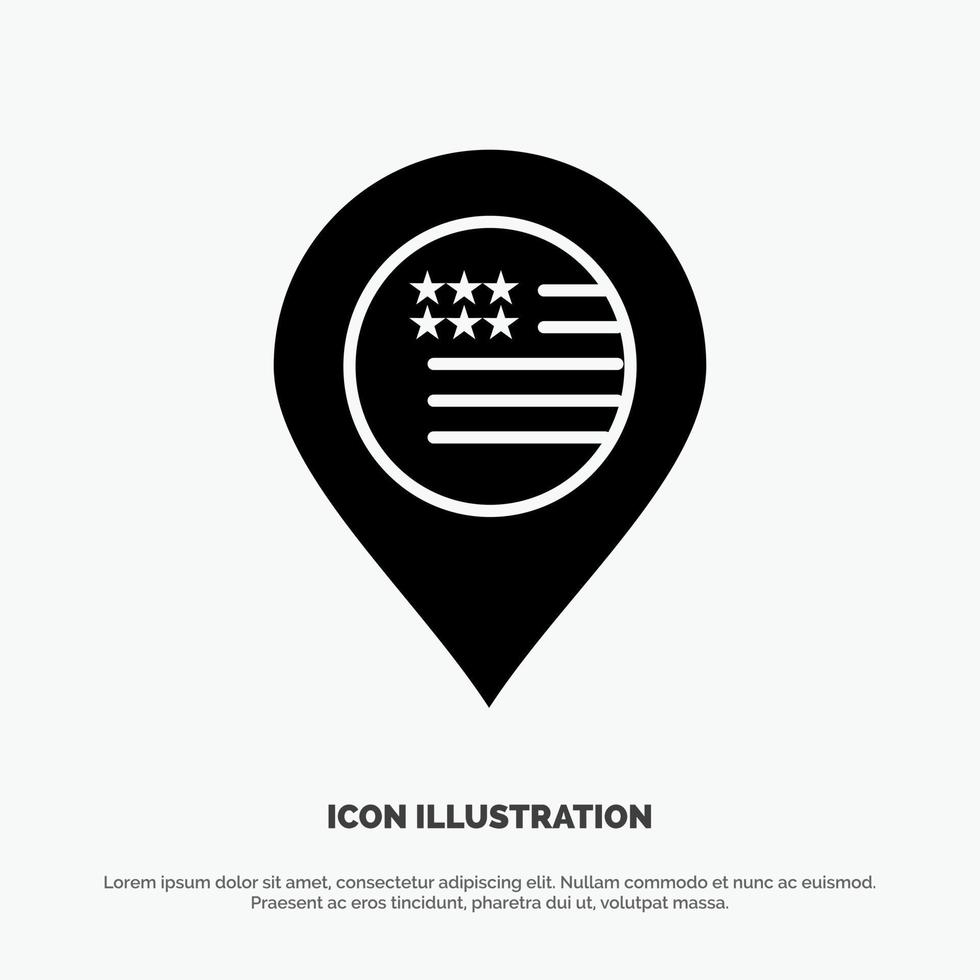 Amerikaans plaats kaart teken solide glyph icoon vector