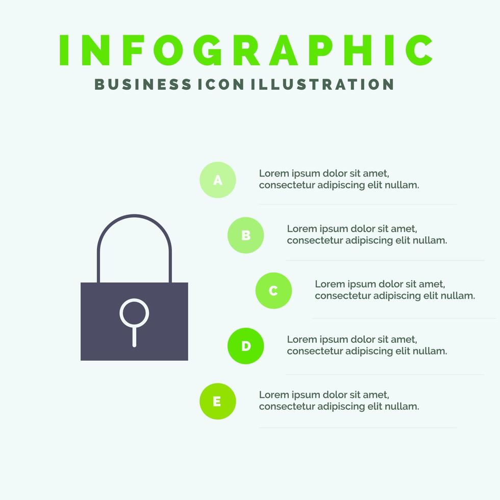 slot wachtwoord wachtwoord slot beveiligen wachtwoord solide icoon infographics 5 stappen presentatie achtergrond vector