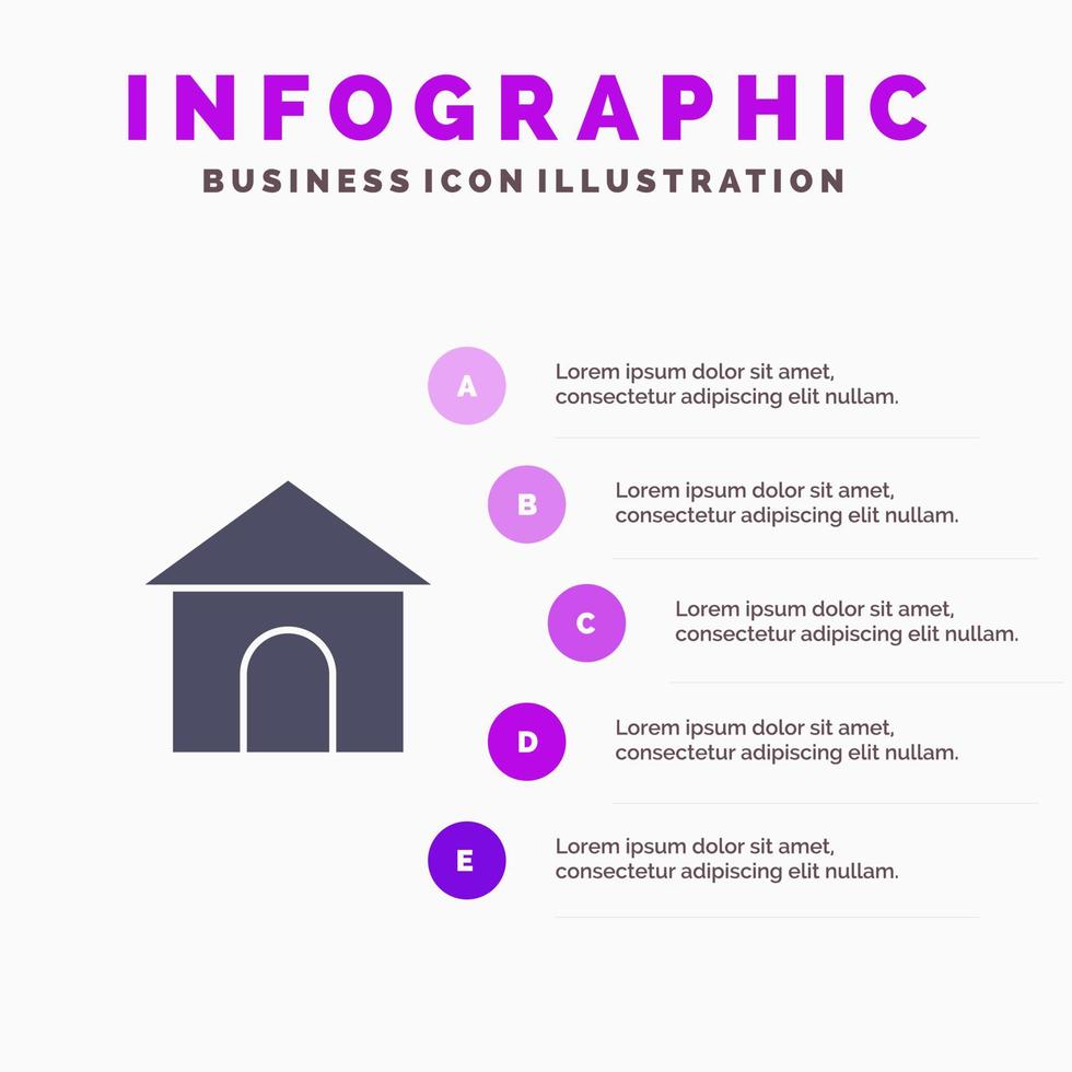 gebouw slang huis winkel solide icoon infographics 5 stappen presentatie achtergrond vector