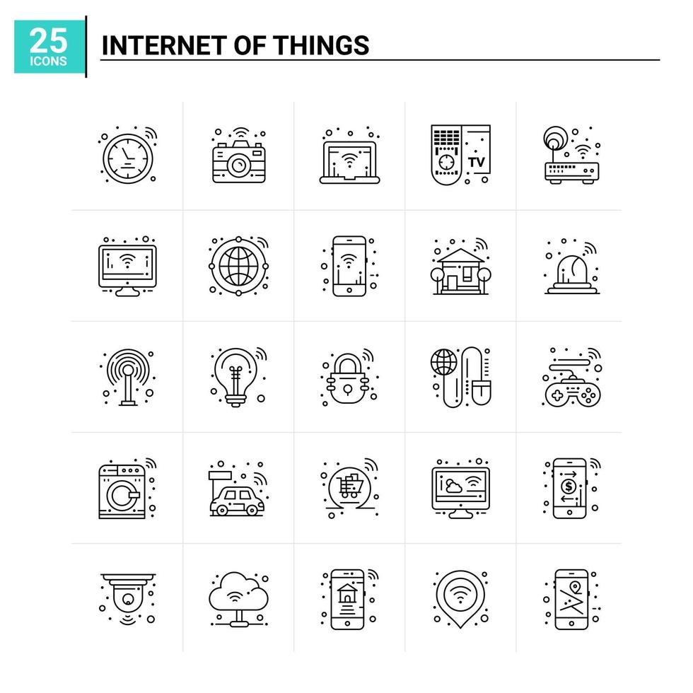 25 internet van dingen icoon reeks vector achtergrond