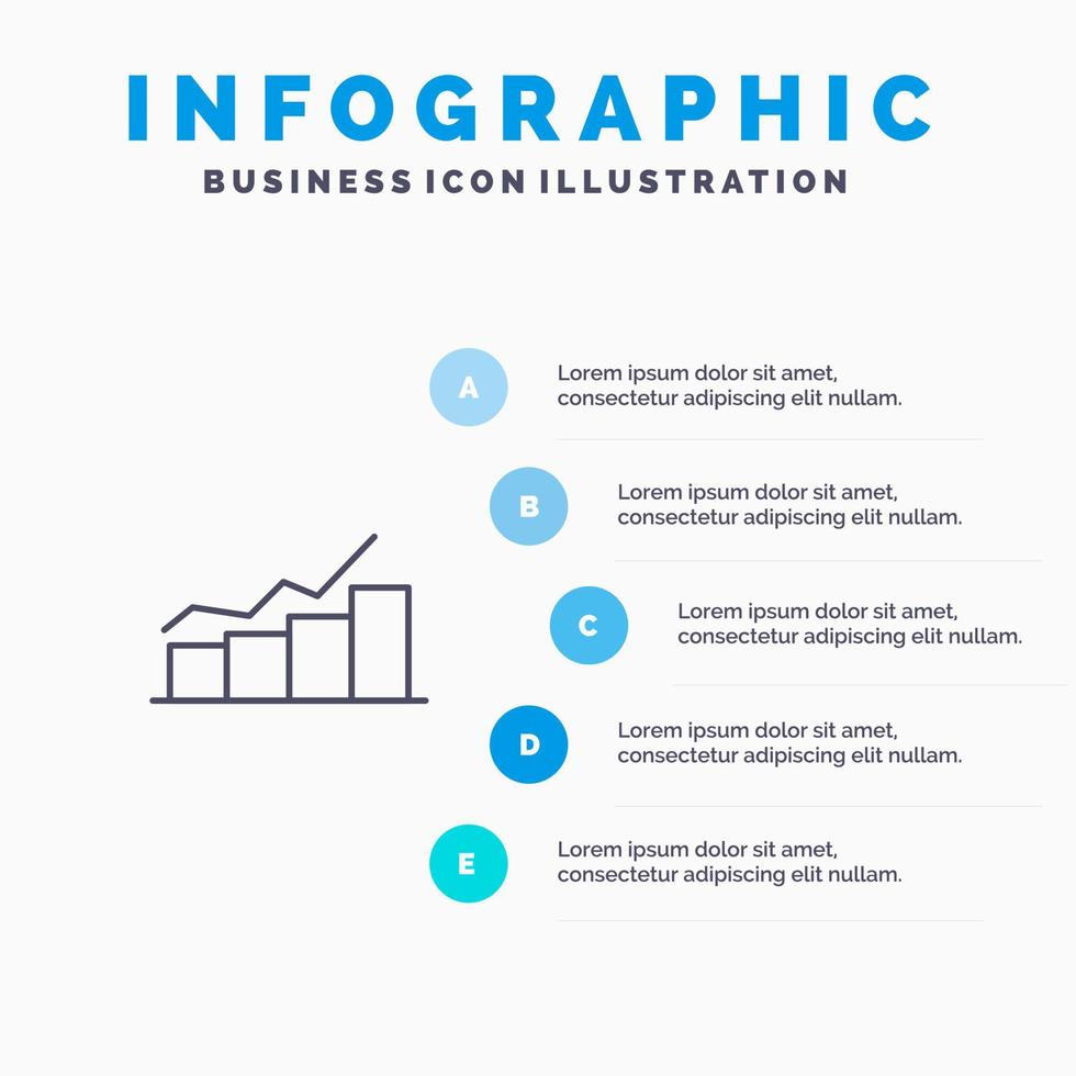 groei tabel flowchart diagram toenemen vooruitgang lijn icoon met 5 stappen presentatie infographics achtergrond vector