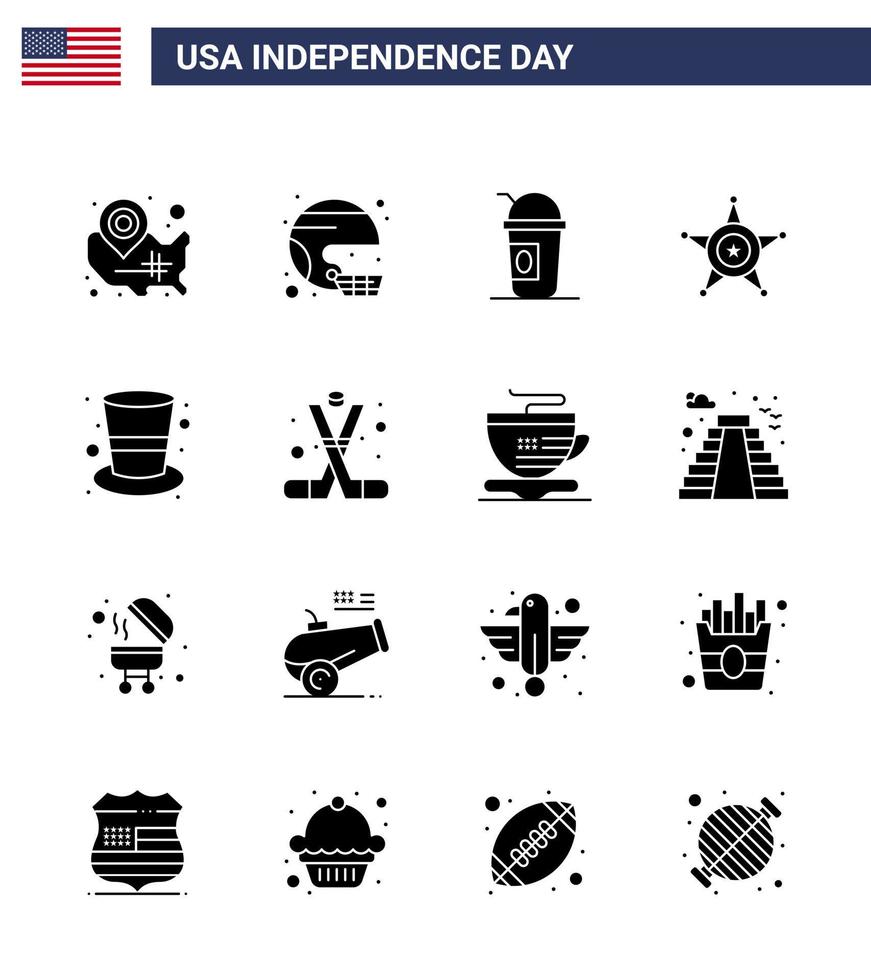 solide glyph pak van 16 Verenigde Staten van Amerika onafhankelijkheid dag symbolen van ster mannen sport staten Amerikaans bewerkbare Verenigde Staten van Amerika dag vector ontwerp elementen