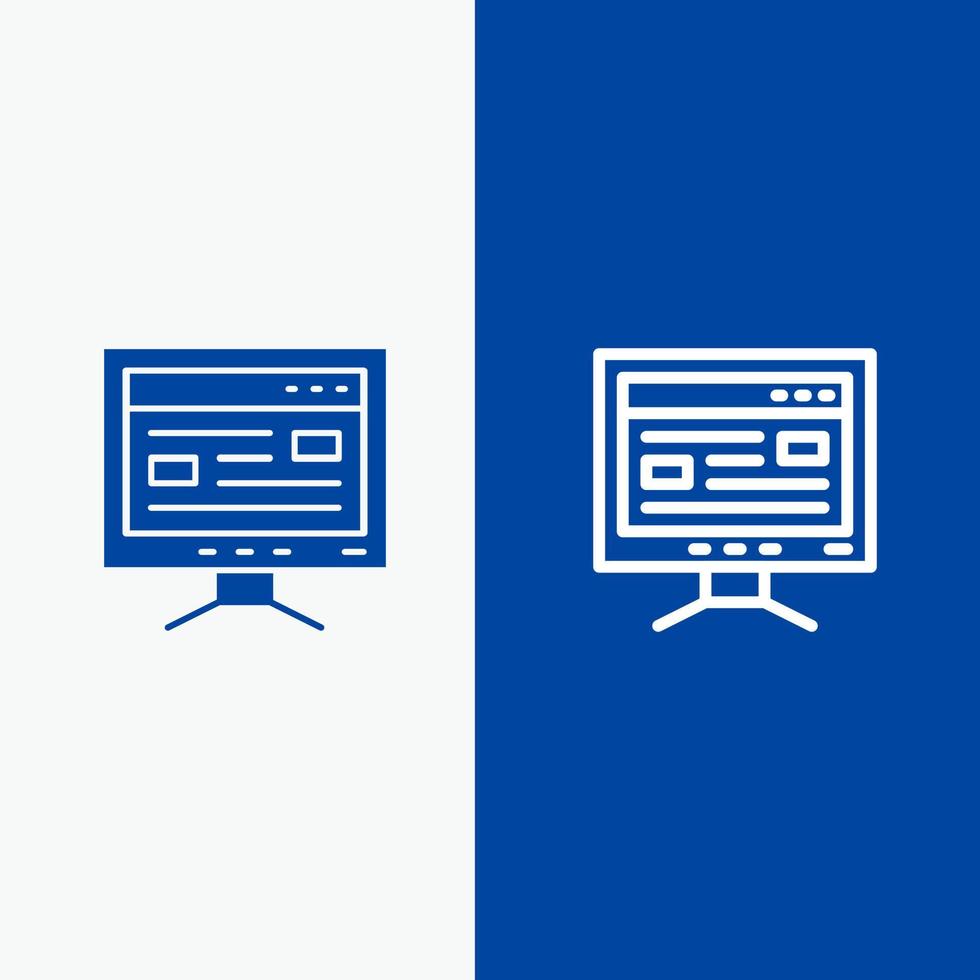computer online studie onderwijs lijn en glyph solide icoon blauw banier lijn en glyph solide icoon blauw banier vector
