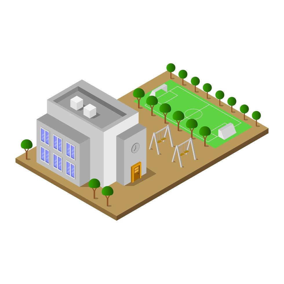 isometrische school geïllustreerd op witte achtergrond vector