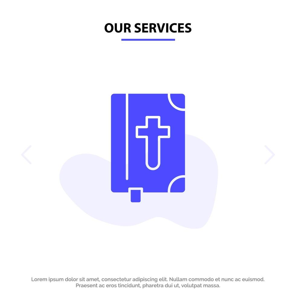 onze Diensten boek Bijbel Pasen vakantie solide glyph icoon web kaart sjabloon vector