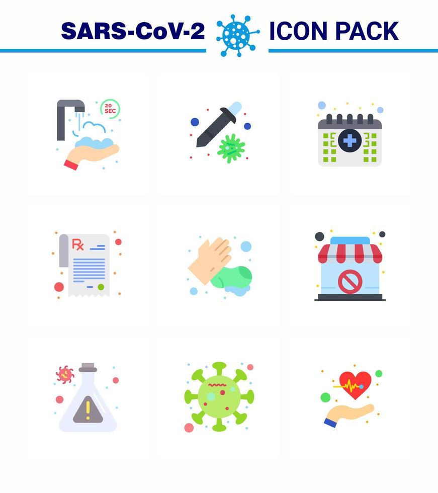 covid19 icoon reeks voor infographic 9 vlak kleur pak zo net zo medisch zeep afspraak rx apotheek virale coronavirus 2019november ziekte vector ontwerp elementen